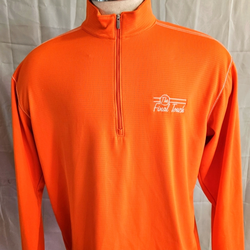 Page & Tuttle Men's Golf Quarter Zip Orange Sz L Pullover